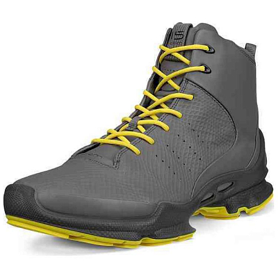 Ecco Cushioning High-Top Running Shoes Men's Gray Yellow