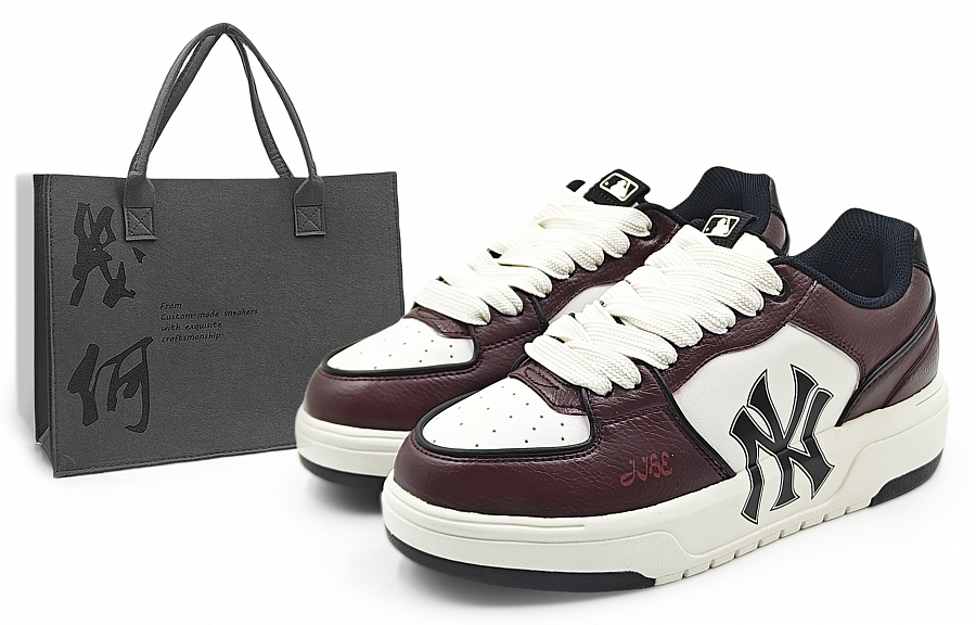 MLB Chunky Liner Abrasion Resistant Low Top Skateboard Shoes Unisex Burgundy