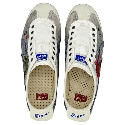 Onitsuka Tiger MEXICO 66 Hand Drawn, Card Master Abrasion Resistant Low Top Casual Shoes Unisex White Blue Red
