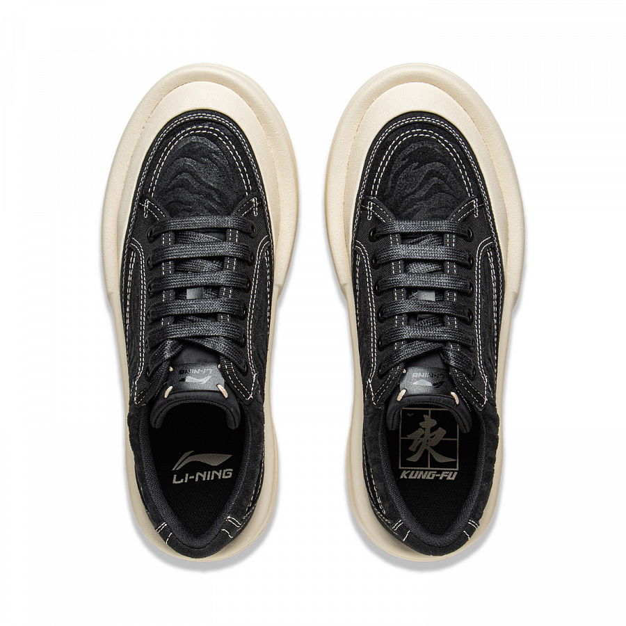 LiNing Anti-Slip Wear-Resistant Mid-Top Casual Shoes Unisex Black
