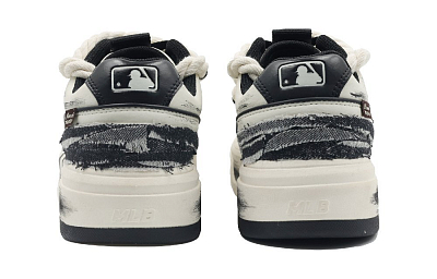 MLB Chunky Liner Black Mist Transformation Wear-Resistant Height Increasing Low-Top Skateboard Shoes Unisex Black White