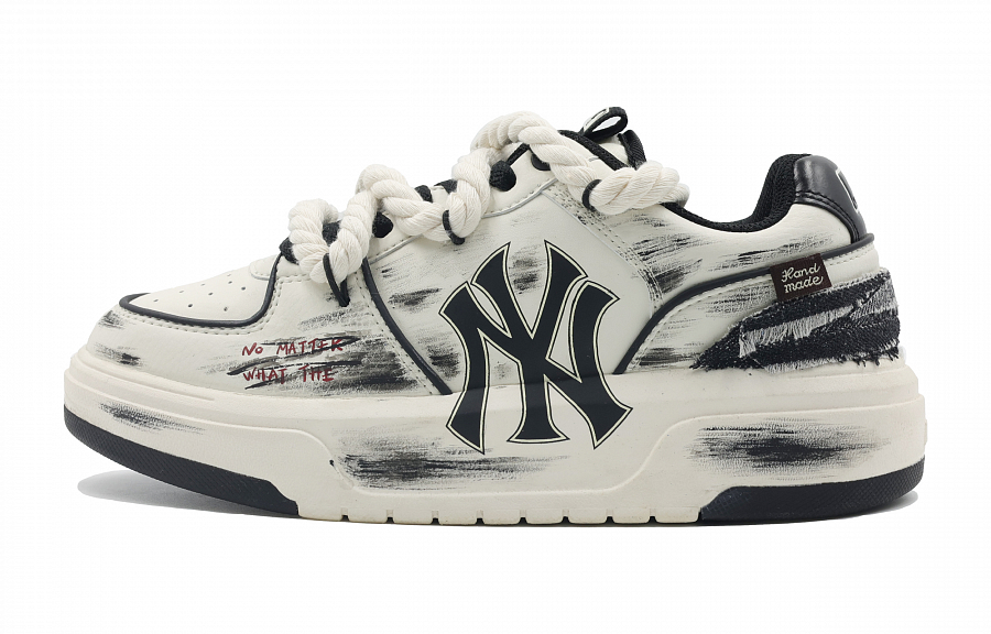 MLB Chunky Liner Black Mist Transformation Wear-Resistant Height Increasing Low-Top Skateboard Shoes Unisex Black White