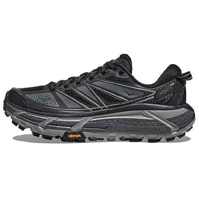 HOKA ONE ONE Mafate Speed 2 Anti Slip Wear Resistant Low Top Running Shoes Unisex Black Gray