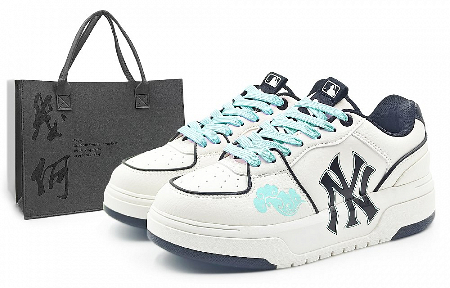 MLB Chunky Liner Abrasion Resistant Low Top Skateboard Shoes Unisex White Green