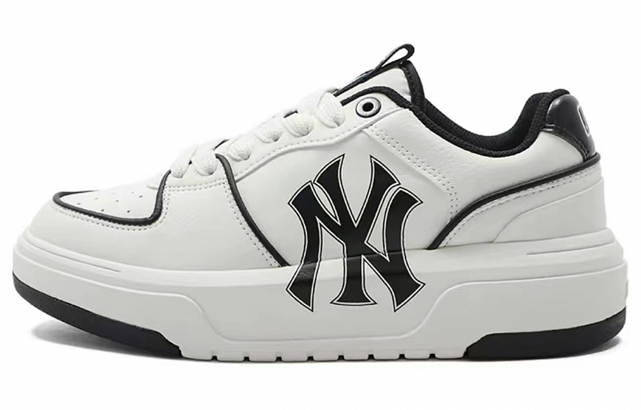 MLB Chunky Liner Wear Resistant Height Increasing Low Top Skateboard Shoes Unisex Black White
