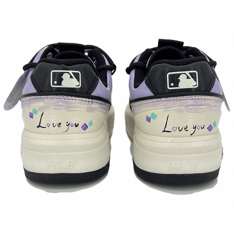 MLB Chunky Liner Anti Slip And Wear Resistant Height Increasing Low Top Skateboard Shoes Unisex White Purple