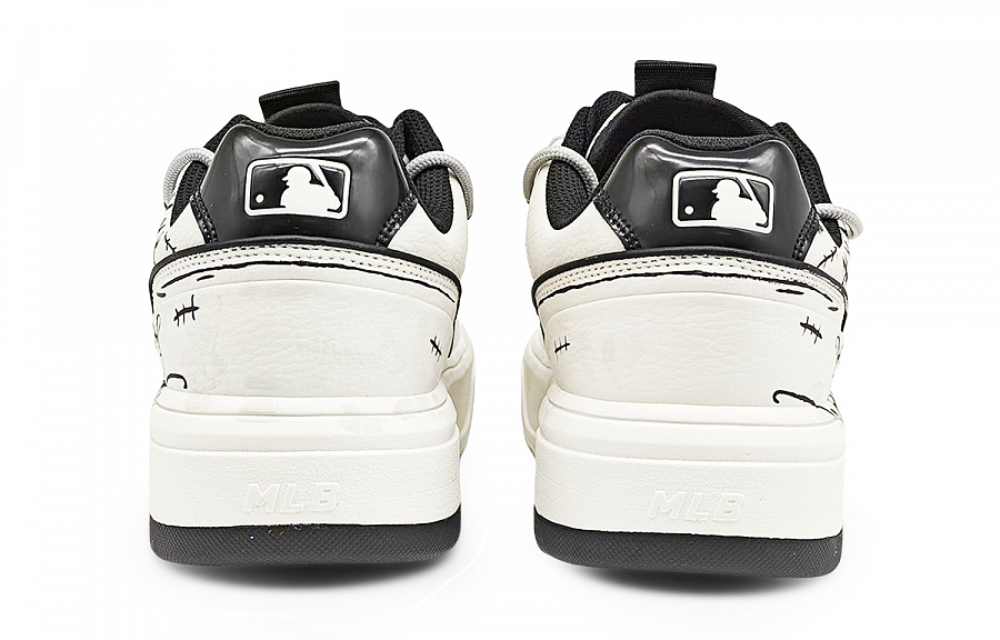 MLB Chunky Liner Wear Resistant Height Increasing Slip Resistant Low Top Skateboard Shoes Unisex Black White