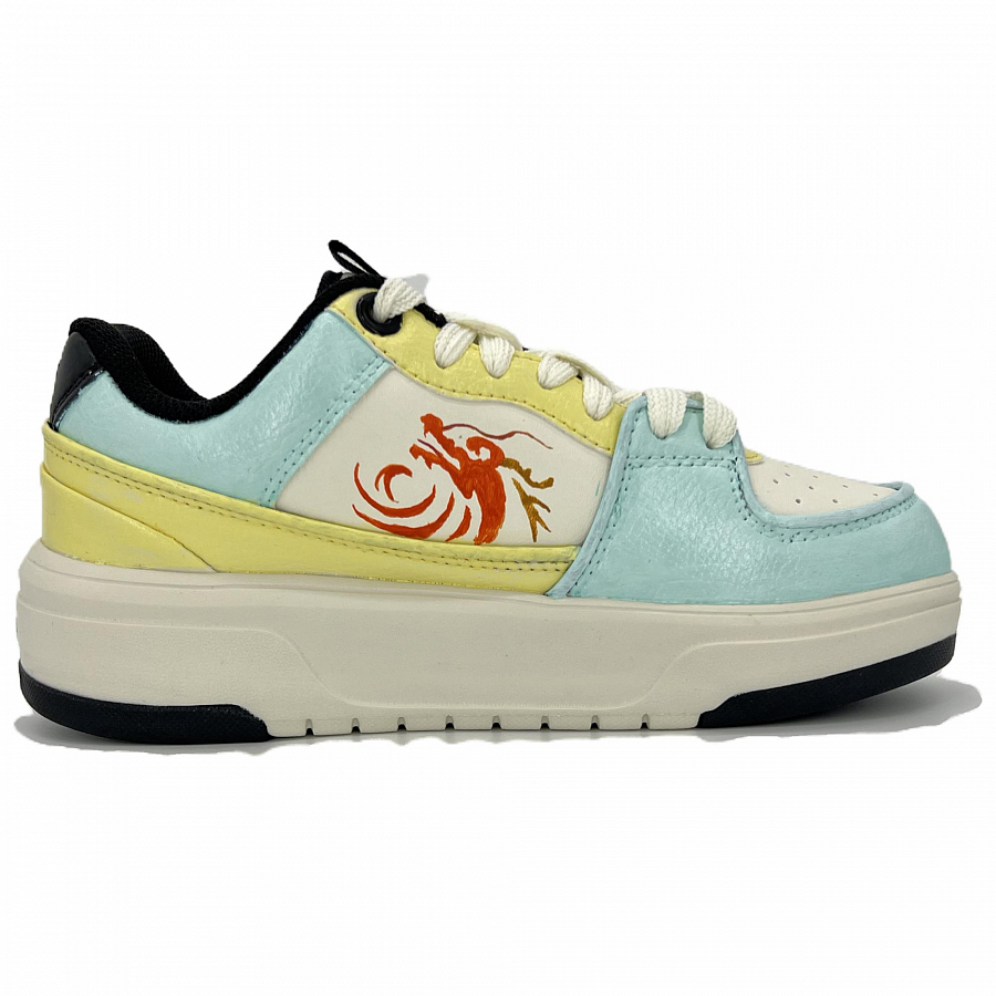 MLB Chunky Liner Anti-Slip Wear-Resistant Low-Top Skateboard Shoes Unisex Blue Yellow