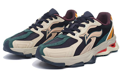 LI-NING 1990 Cushioning Anti-Slip And Wear-Resistant Low-Top Casual Shoes Men's Blue Black Orange