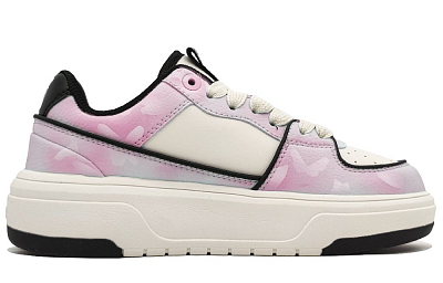 MLB Chunky Liner Abrasion-Resistant Slip-Resistant Low-Top Skateboard Shoes Unisex Beige Pink