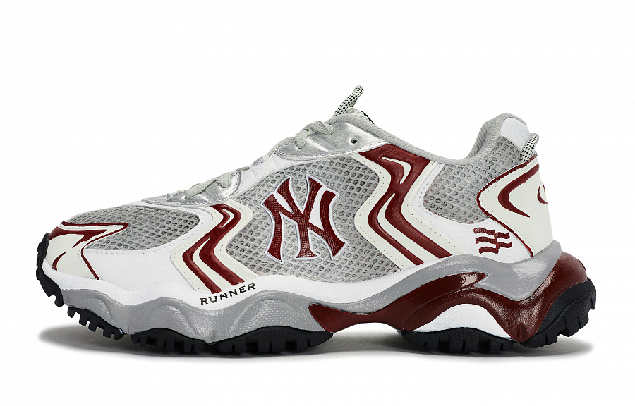 MLB New York Yankees Chunky Sneakers Unisex Low Top Gray/White/Red