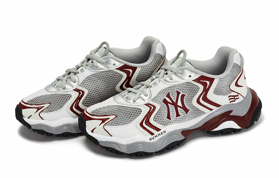 MLB New York Yankees Chunky Sneakers Unisex Low Top Gray/White/Red