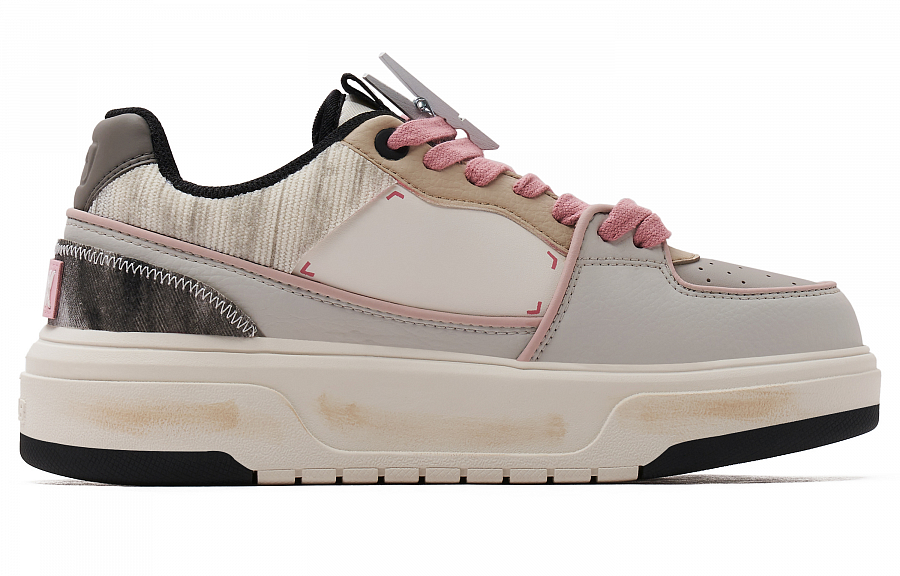 MLB Chunky Liner Anti-Slip Wear-Resistant Low-Top Skateboard Shoes Unisex Beige Brown