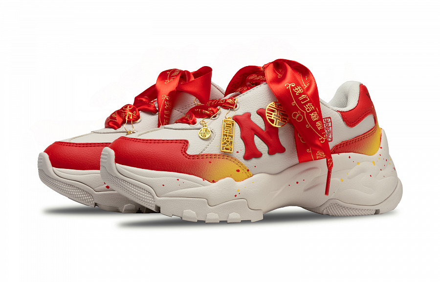 MLB Big Ball Chunky Anti Slip Wear Resistant Low Top Chunky Sneakers Women's Red