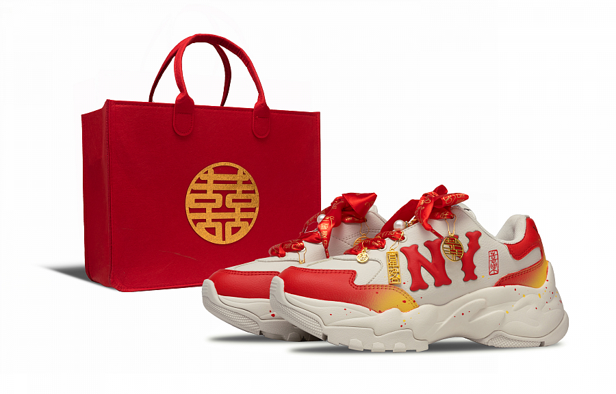 MLB Big Ball Chunky Anti Slip Wear Resistant Low Top Chunky Sneakers Women's Red