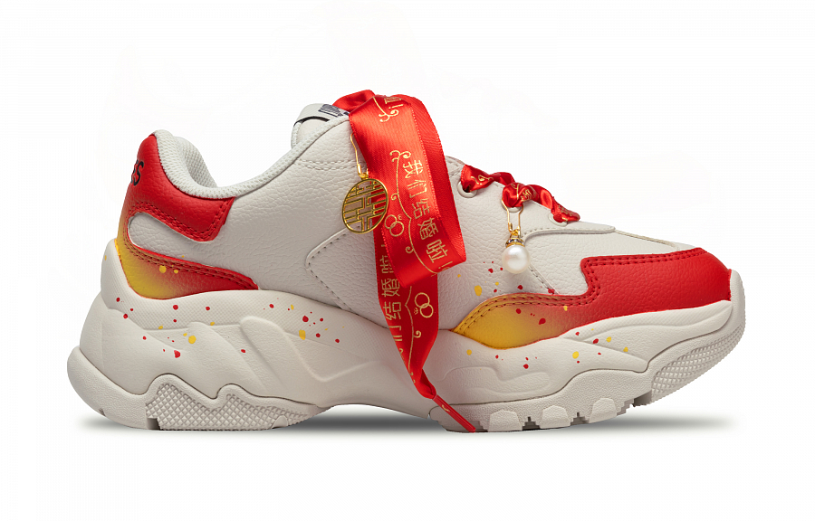 MLB Big Ball Chunky Anti Slip Wear Resistant Low Top Chunky Sneakers Women's Red