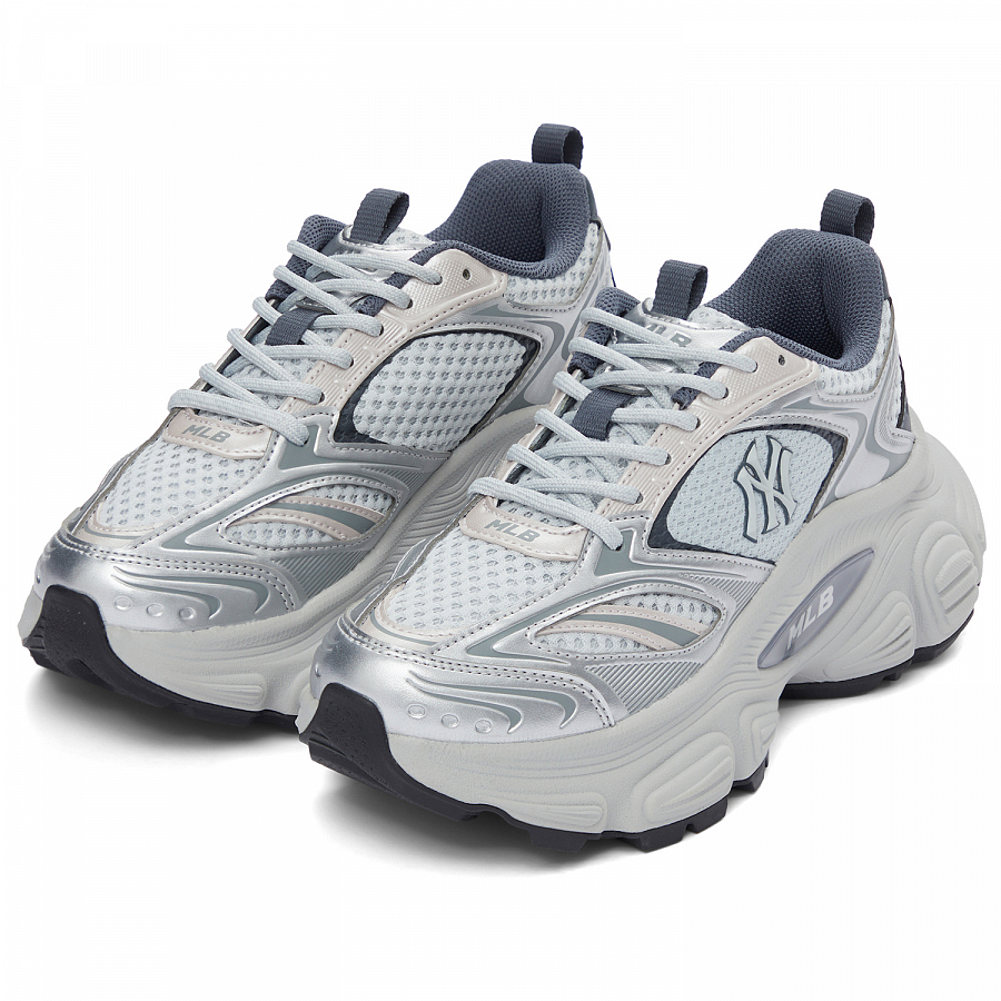 MLB New York Yankees Anti Slip Wear Resistant Low Top Chunky Sneakers Unisex Light Gray