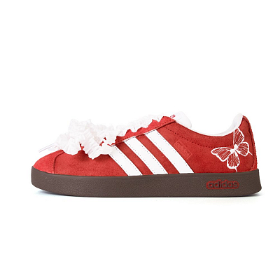 Adidas Neo Vl Court Classic Snow Falls, Amber. Anti Slip Wear Resistant Low Top Skateboard Shoes Unisex Red