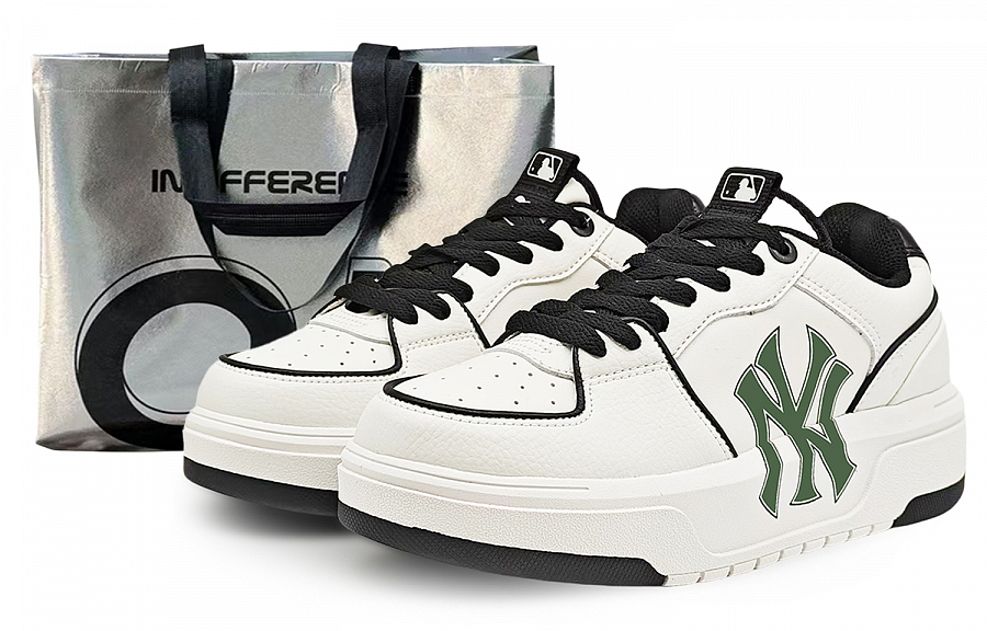 MLB Chunky Liner Abrasion Resistant Low Top Skateboard Shoes Unisex White Green