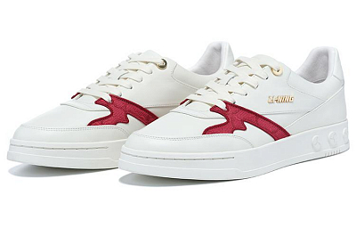 LI NING 1990 001 Anti Slip Wear Resistant Low Top Skateboard Shoes Men's White Red