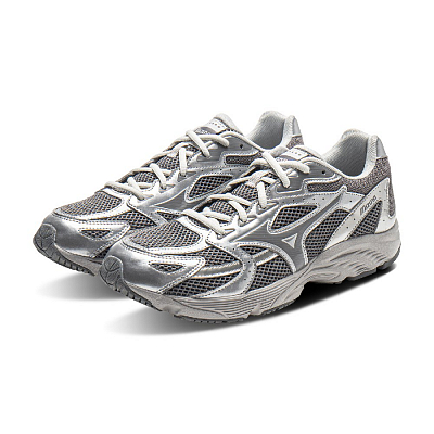 Mizuno Cushioning, Wear Resistant Low Top Running Shoes Unisex Silver Gray