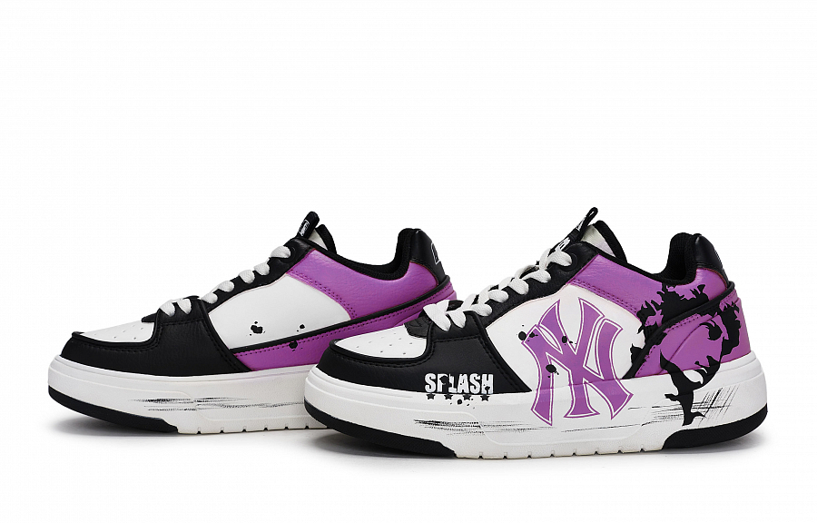 MLB Chunky Liner Low Top Skateboard Shoes Unisex Black White Purple