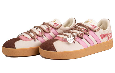 Adidas Neo VL Court 2.0 Abrasion Resistant Low Top Skateboard Shoes Unisex Pink Brown