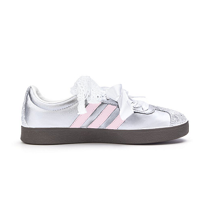 Adidas Neo VL Court 2.0 Low Top Skateboard Shoes Unisex Silver Pink
