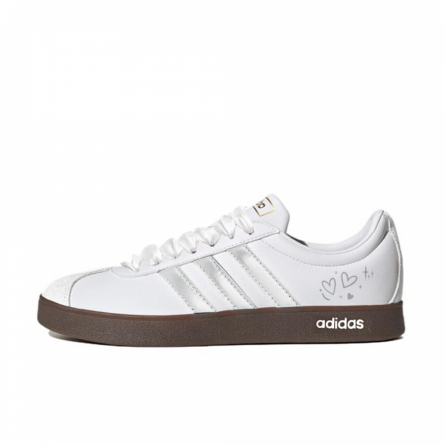 Adidas Neo VL Court 2.0 Anti Slip Wear Resistant Low Top Skateboard Shoes Women's Silver White купить в интернет-магазине Yoocart с быстрой доставкой по России.