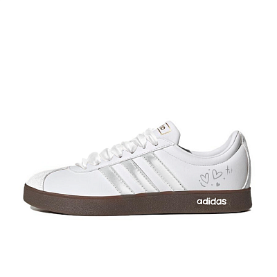 Adidas Neo VL Court 2.0 Anti Slip Wear Resistant Low Top Skateboard Shoes Women's Silver White
