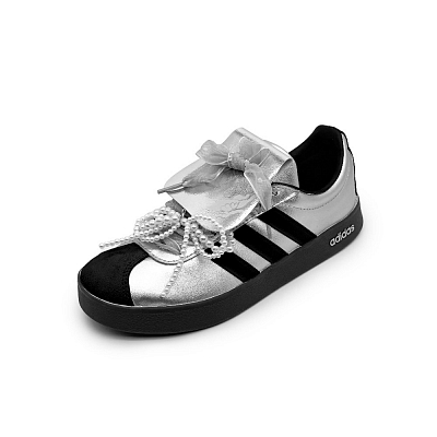Adidas Neo VL Court 2.0 Silver Dream Night Erosion Slip Resistant Low Top Skateboard Shoes Unisex Silver