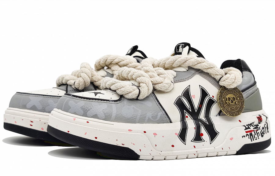 MLB Chunky Liner Anti-Slip Wear-Resistant Low-Top Skateboard Shoes Unisex White Gray