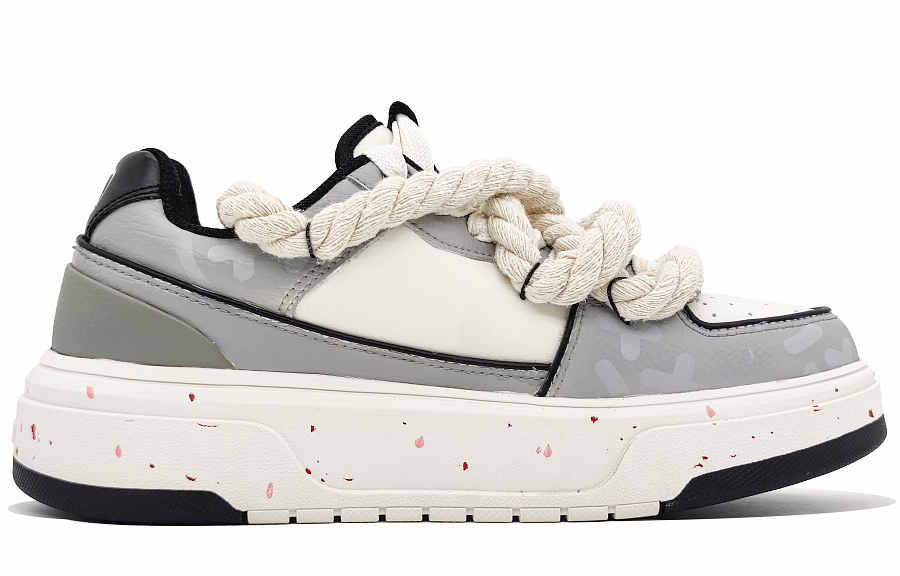 MLB Chunky Liner Anti-Slip Wear-Resistant Low-Top Skateboard Shoes Unisex White Gray