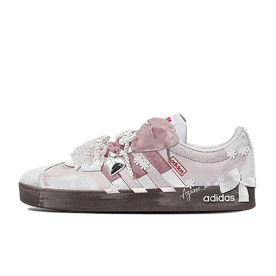 Adidas Neo VL Court 2.0 Da Vinci, Box, Blossom Rain Abrasion Resistant Low Top Skateboard Shoes Unisex Pink White