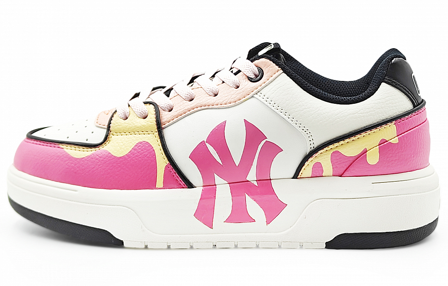 MLB Chunky Liner Abrasion Resistant Slip Resistant Low Top Skateboard Shoes Unisex Pink Yellow
