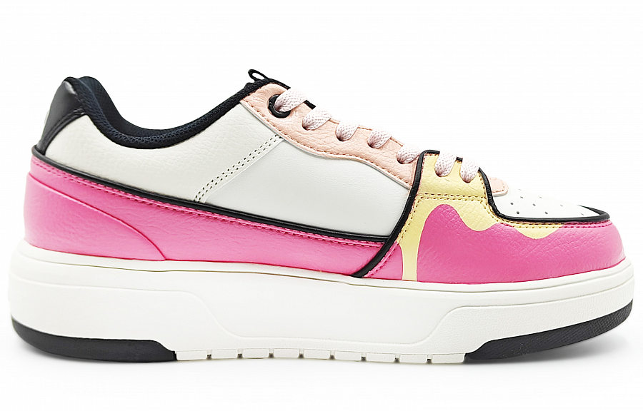 MLB Chunky Liner Abrasion Resistant Slip Resistant Low Top Skateboard Shoes Unisex Pink Yellow