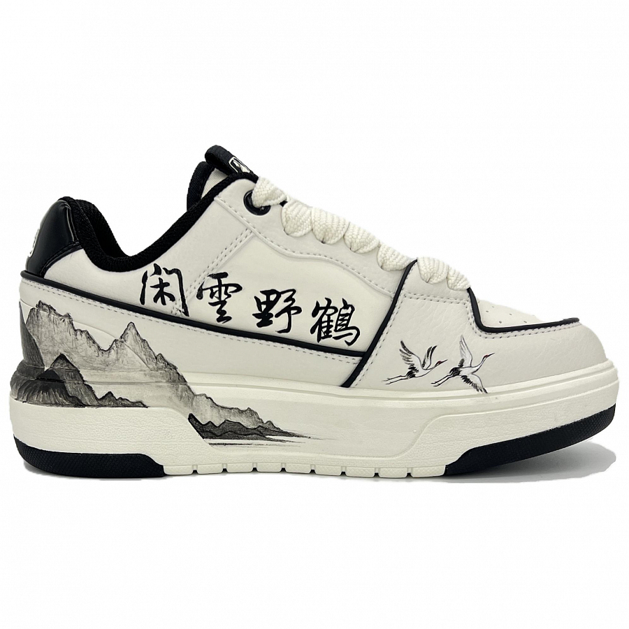 MLB Chunky Liner Idle Clouds And Wild Crane Anti-Slip Wear-Resistant Low-Top Skateboard Shoes Unisex White