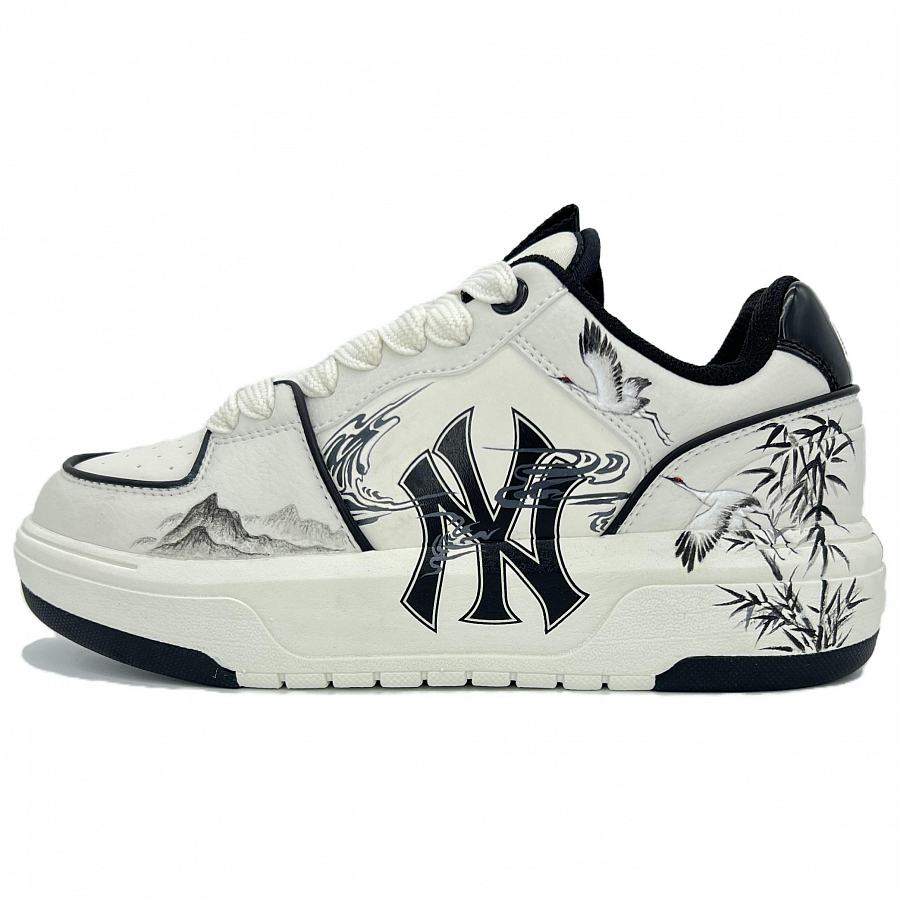 MLB Chunky Liner Idle Clouds And Wild Crane Anti-Slip Wear-Resistant Low-Top Skateboard Shoes Unisex White