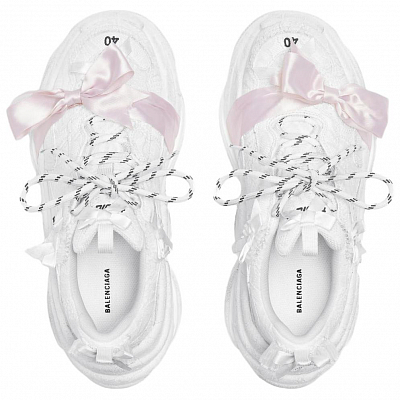 Balenciaga Triple S Lace Low Top Chunky Sneakers Women's White