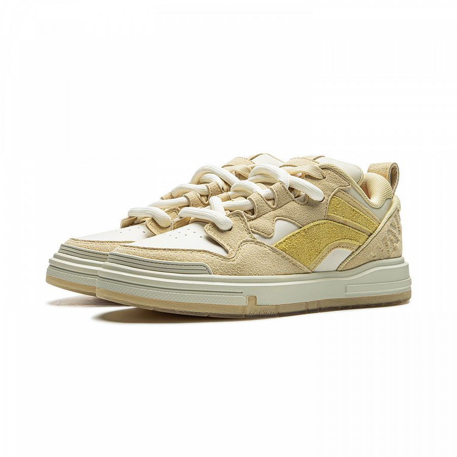 LiNing Wave SWAG Slip Resistant Cushioning Abrasion Resistant Low Top Skateboard Shoes Women's Yellow Beige