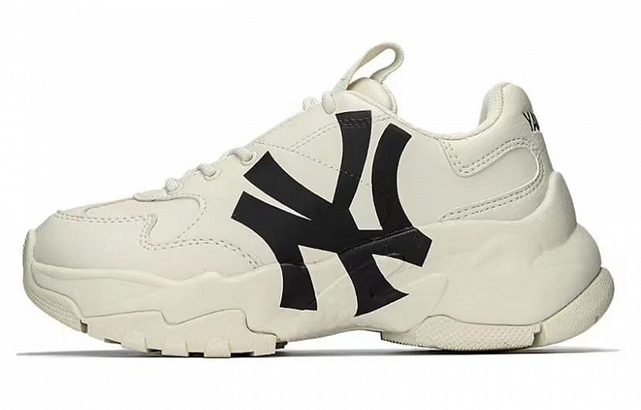 MLB Big Ball Chunky Wear-Resistant Height Increasing Low-Top Chunky Sneakers Unisex Beige Gray Blue