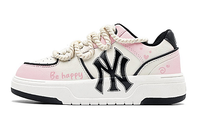 MLB Chunky Liner Strawberry Cake Slip Resistant Low Top Skateboard Shoes Unisex White Pink