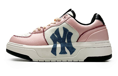 MLB Chunky Liner Anti-Slip Wear-Resistant Low-Top Skateboard Shoes Unisex Pink Blue White