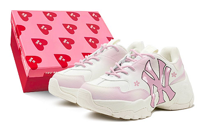 MLB Big Ball Chunky Moisture-Wicking Water-Resistant Low-Top Chunky Sneakers Unisex Pink White