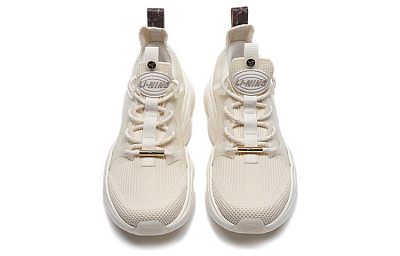 LiNing Classic Collection Cushioning Anti-Slip And Wear-Resistant Mid-Top Casual Shoes Women's Ecru
