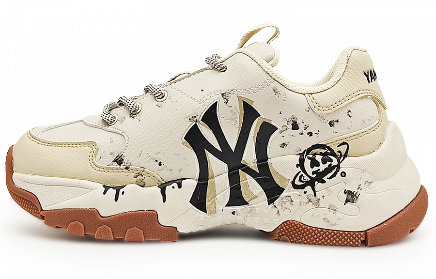MLB Big Ball Chunky Anti-Slip Wear-Resistant Low-Top Chunky Sneakers Unisex Beige