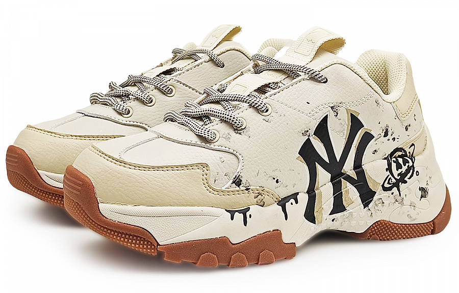 MLB Big Ball Chunky Anti-Slip Wear-Resistant Low-Top Chunky Sneakers Unisex Beige