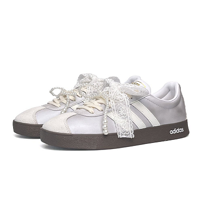 Adidas Neo VL Court 2.0 WAO Anti Slip Wear Resistant Low Top Skateboard Shoes Unisex Silver White