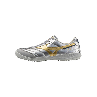 Mizuno MORELIA SALA Slip Resistant Soccer Shoes Unisex Gold Silver