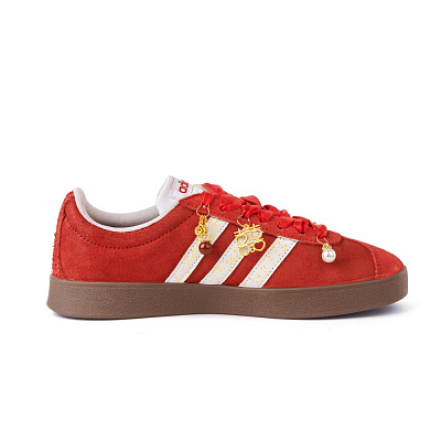Adidas Neo Vl Court Classic Slip Resistant Cushioning Abrasion Resistant Low Top Skateboard Shoes Unisex Red